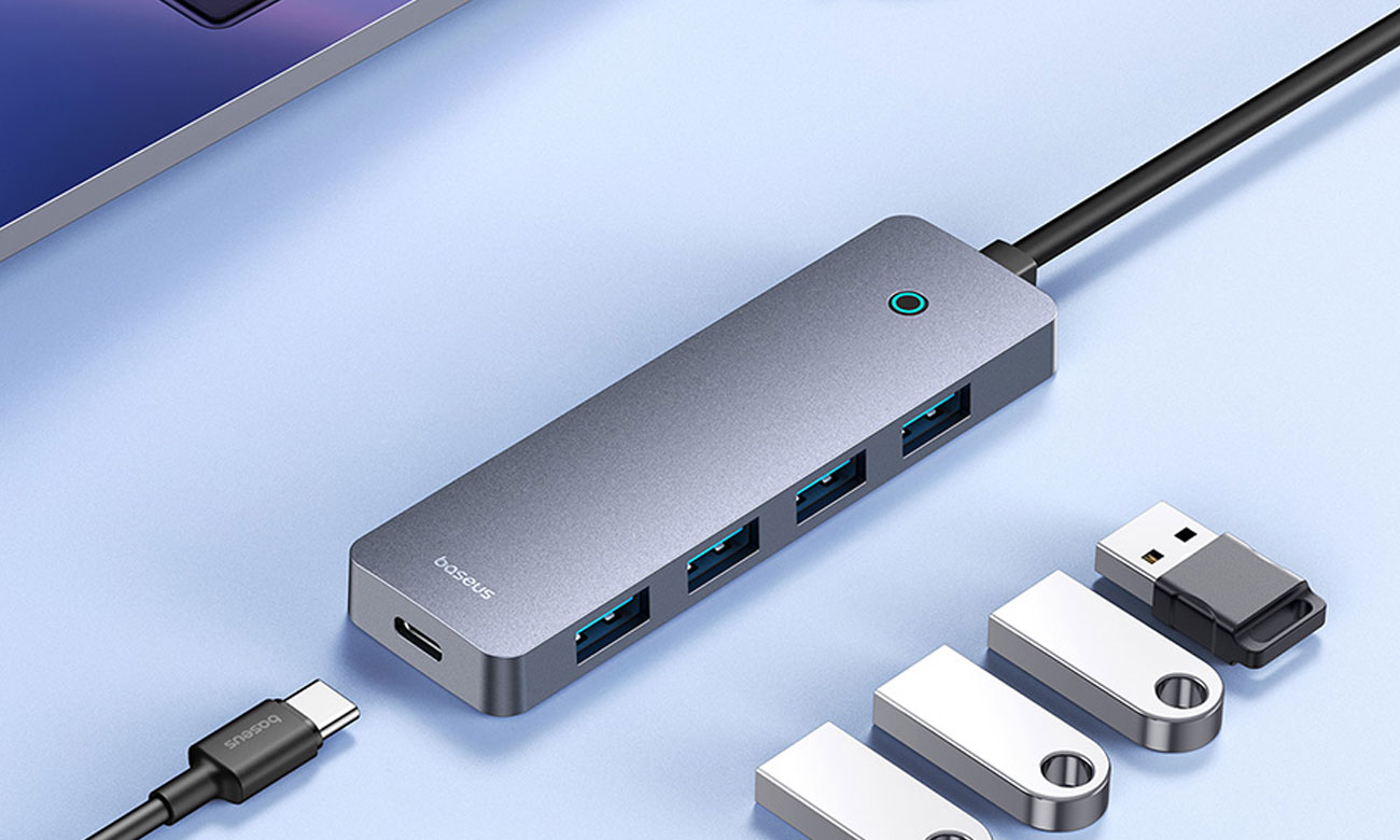 Baseus 4-in-1 UltraJoy Lite 200 cm USB-A - 4xUSB 3.0, grau