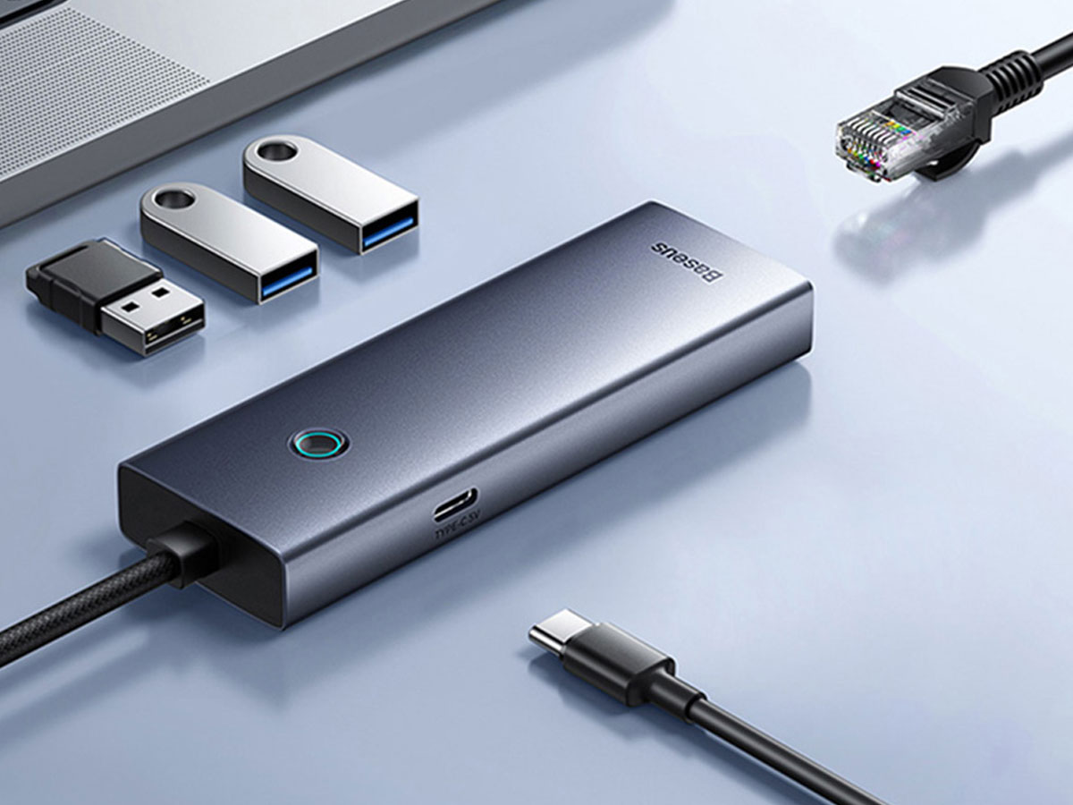 Baseus UltraJoy Series Lite 4-Port (USB-C - 3x USB 3.0,RJ45,USB-C)