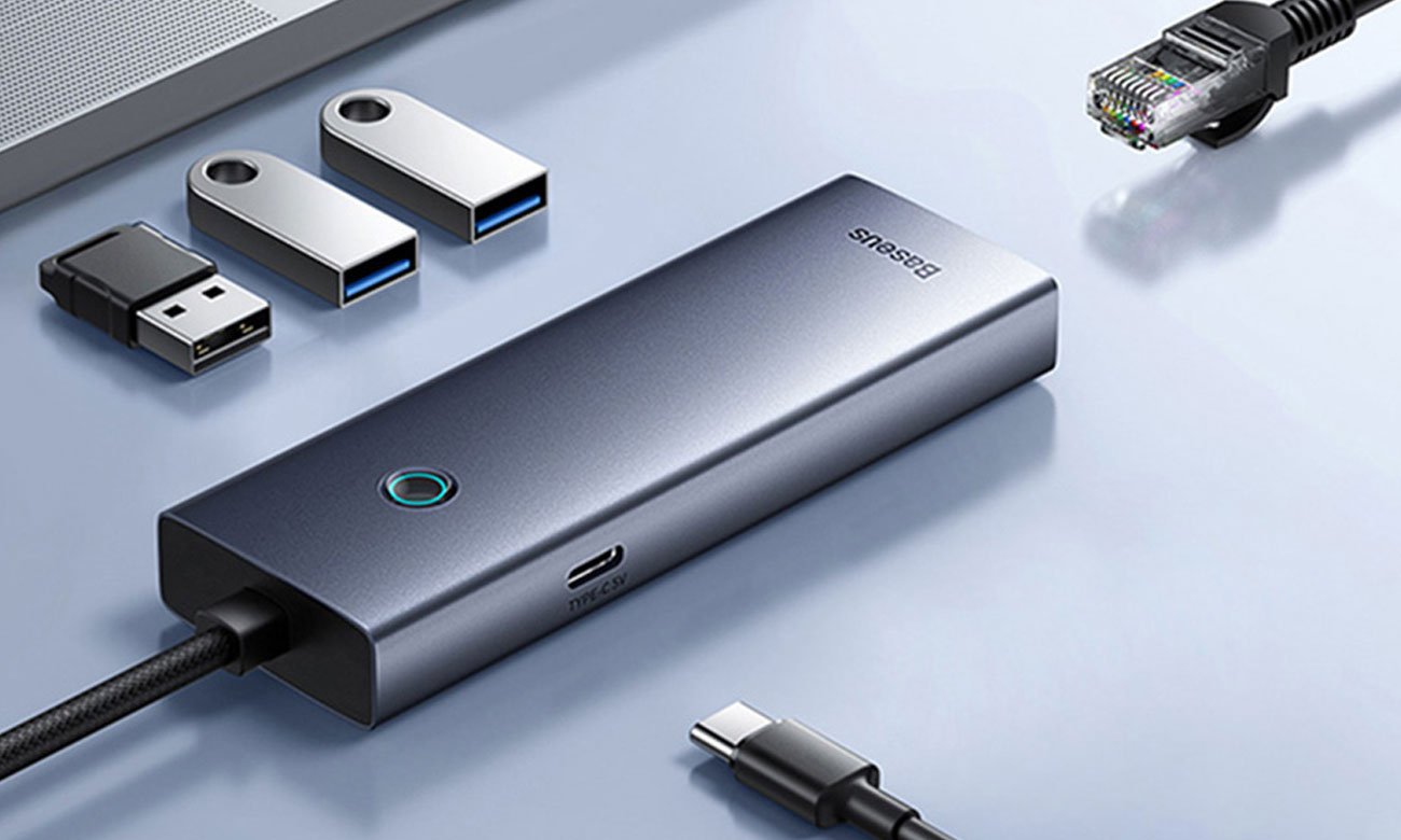 Baseus UltraJoy Series Lite 4-Port (USB-C - 3x USB 3.0,RJ45,USB-C)