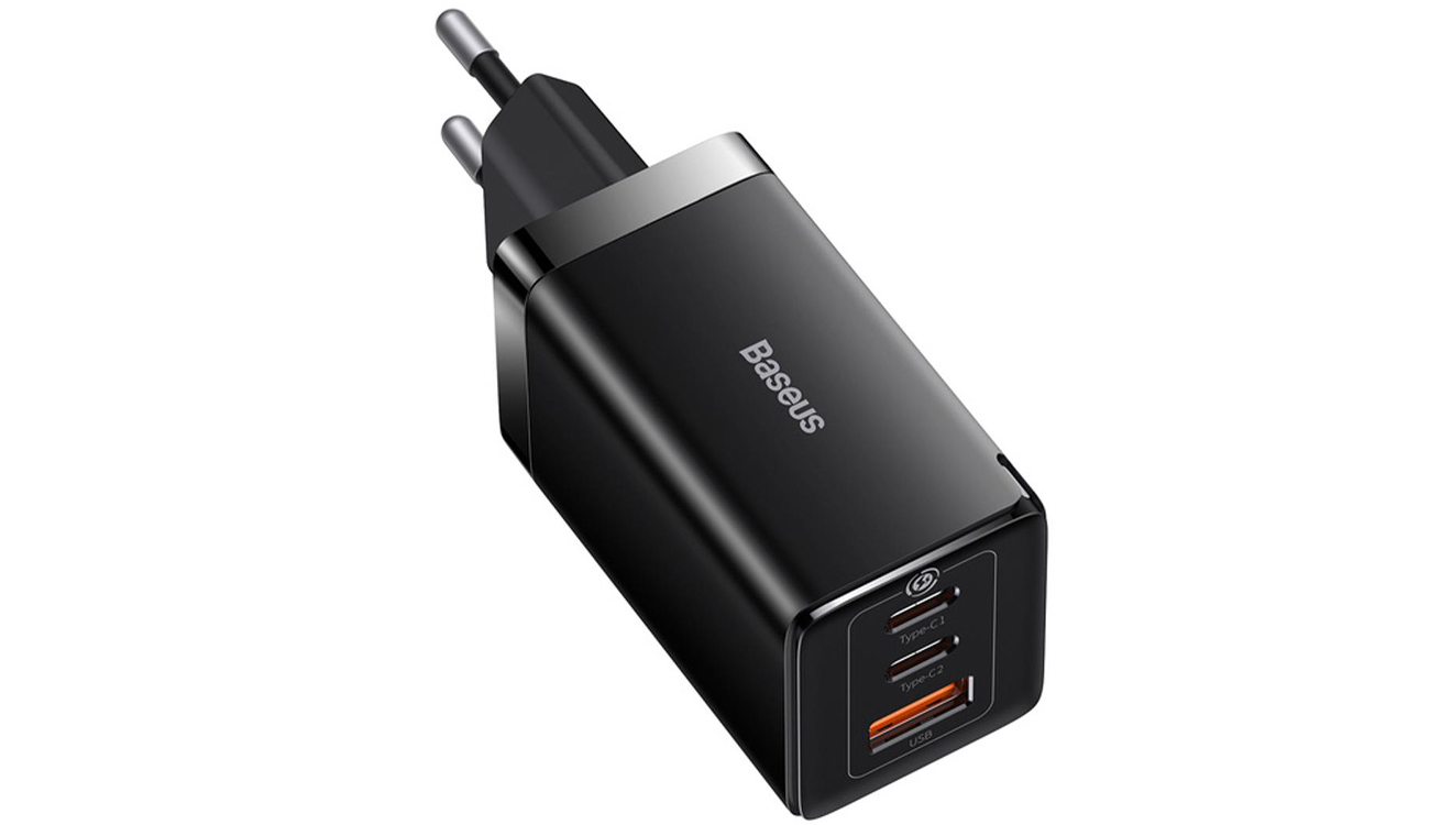 Baseus GaN5 Pro 65W EU Ladegerät mit 1m USB-C Kabel (schwarz)