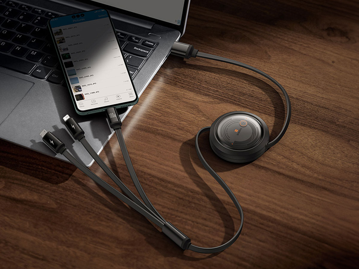 Baseus Free2Draw Cable USB zu M+L+C 100W 1.1m Schwarz