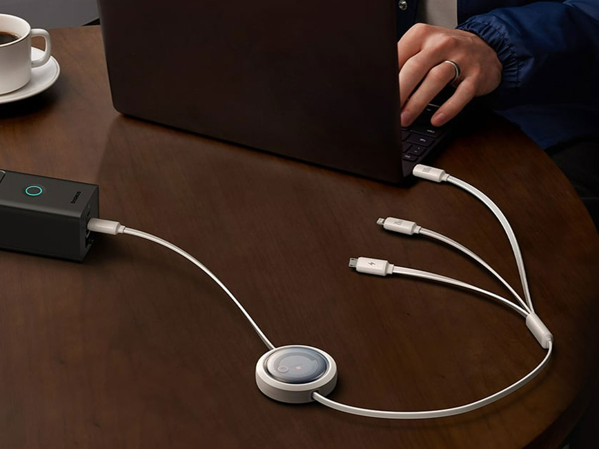 Baseus Free2Draw Retractable Cable 3in1 100W 1,1m white