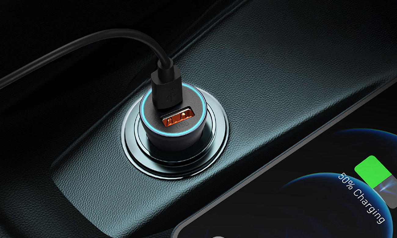 Baseus GoldenContactorPro Auto-Ladegerät U+C Grau 40w+ Kabel