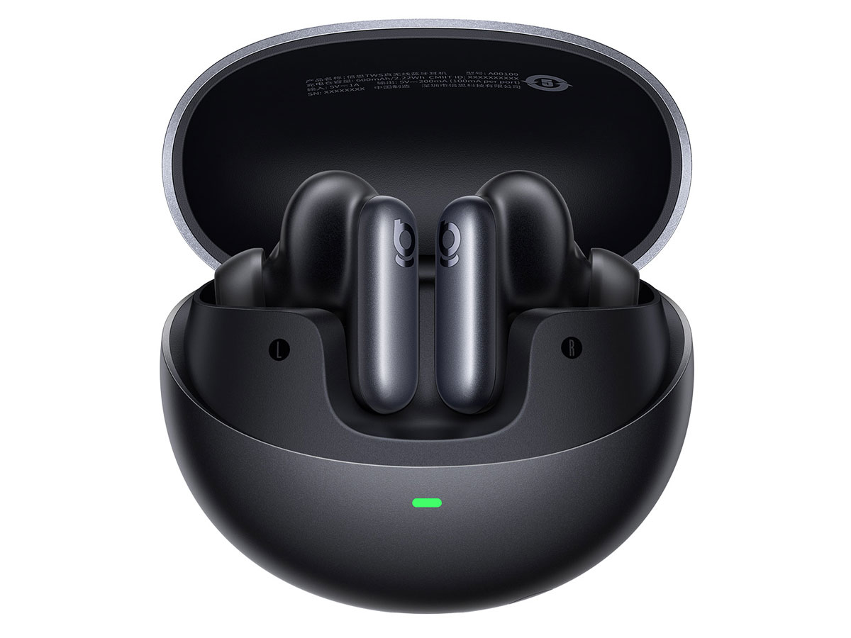 Słuchawki Baseus Inspire XP1 ANC Czarna Dziura - Widok od przodu wraz z otwartym etui ładującym