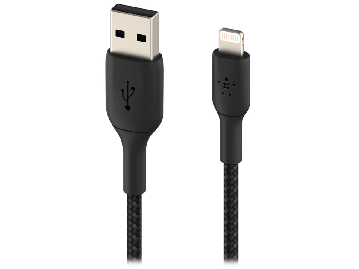 Belkin USB-A auf Lightning Kabel, mit Nylon-Ummantelung, 2m, schwarz