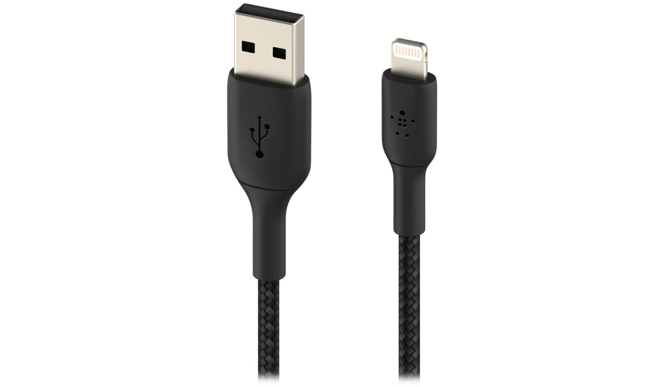 Belkin USB-A auf Lightning Kabel, mit Nylon-Ummantelung, 2m, schwarz
