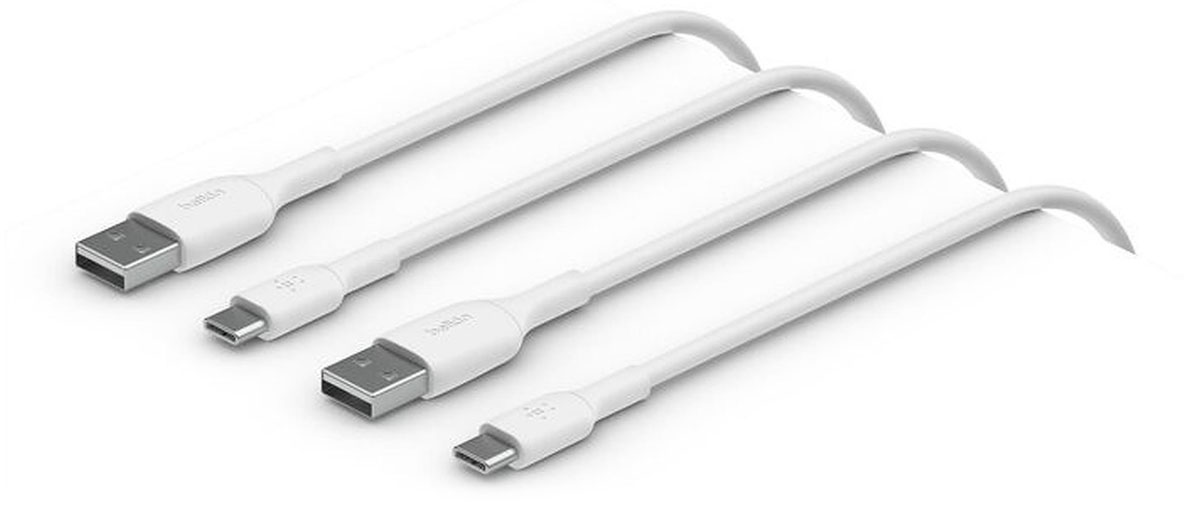 Belkin Kable USB-A auf USB-C, 2m, weiß, Set mit 2 Stück