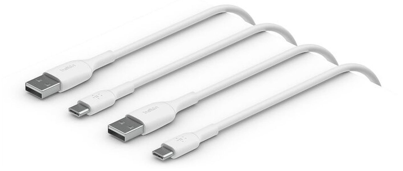 Belkin Kable USB-A auf USB-C, 2m, weiß, Set mit 2 Stück