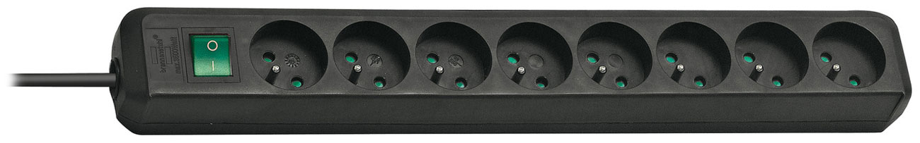 Brennenstuhl Eco-Line Steckdosenleiste - 8 Steckdosen, 3m, schwarz