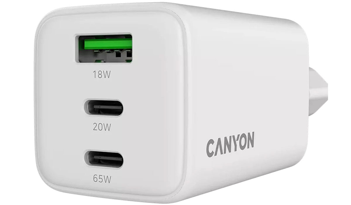 Netzteil CANYON CU65ACC GaN 65W 2xPD 1xQC EU Weiß