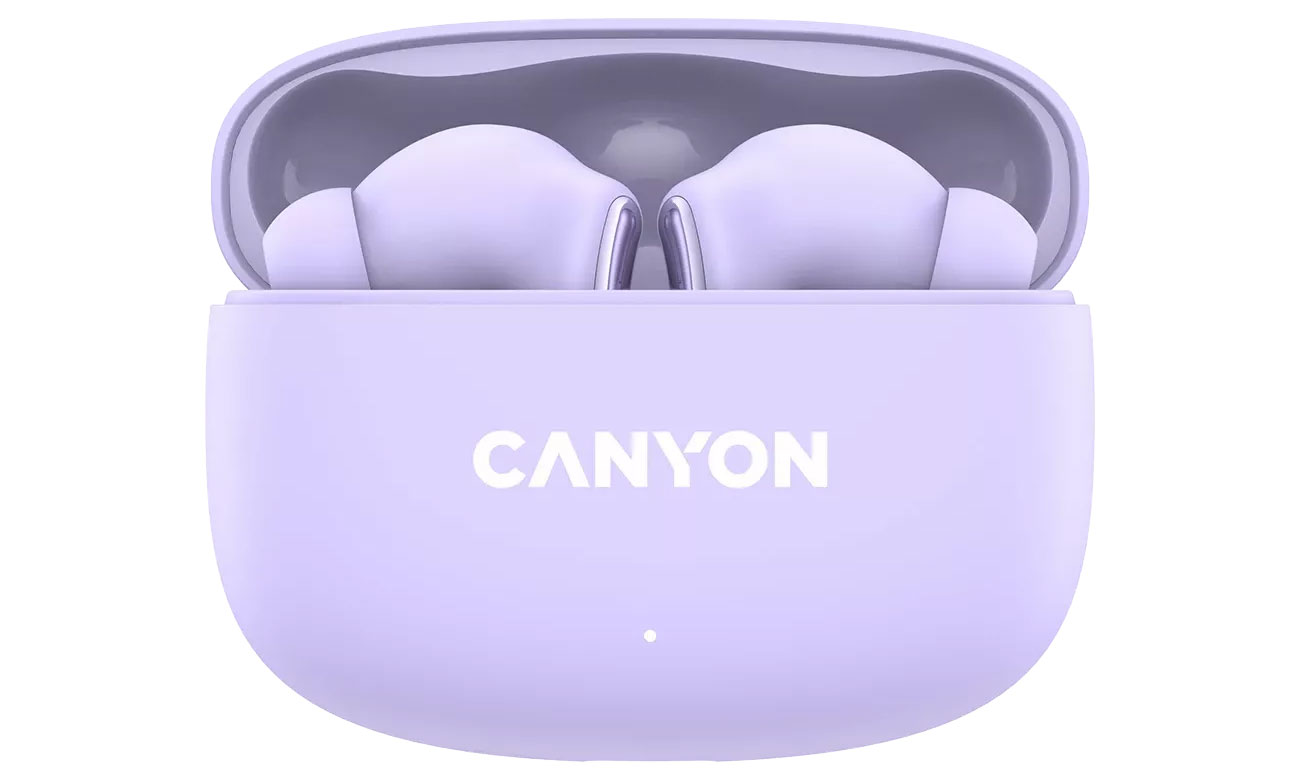 Drahtlose Kopfhörer CANYON OnGo 9 Lila - Ansicht von vorne mit offenem Ladeetui