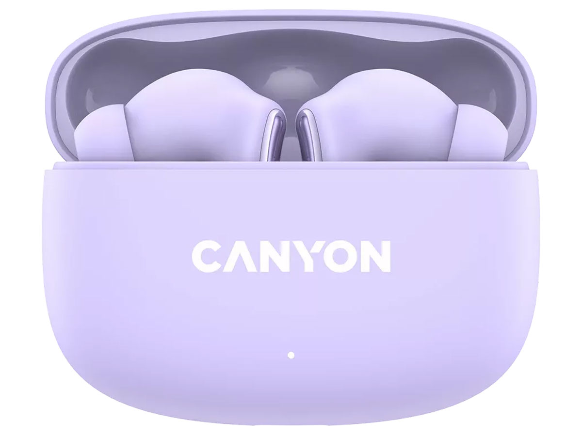 Drahtlose Kopfhörer CANYON OnGo 9 Lila - Ansicht von vorne mit offenem Ladeetui