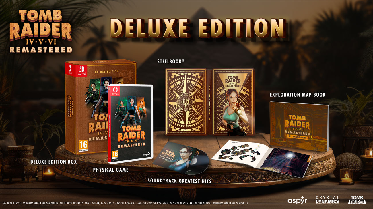 Inhalt der Tomb Raider IV-VI Remastered mit Lara Croft - Deluxe Edition für Nintendo Switch