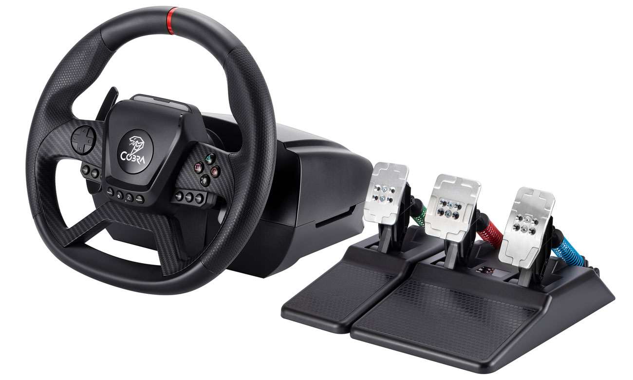 Cobra GT987FF PRO Lenkrad – Gesamtansicht mit Pedalen