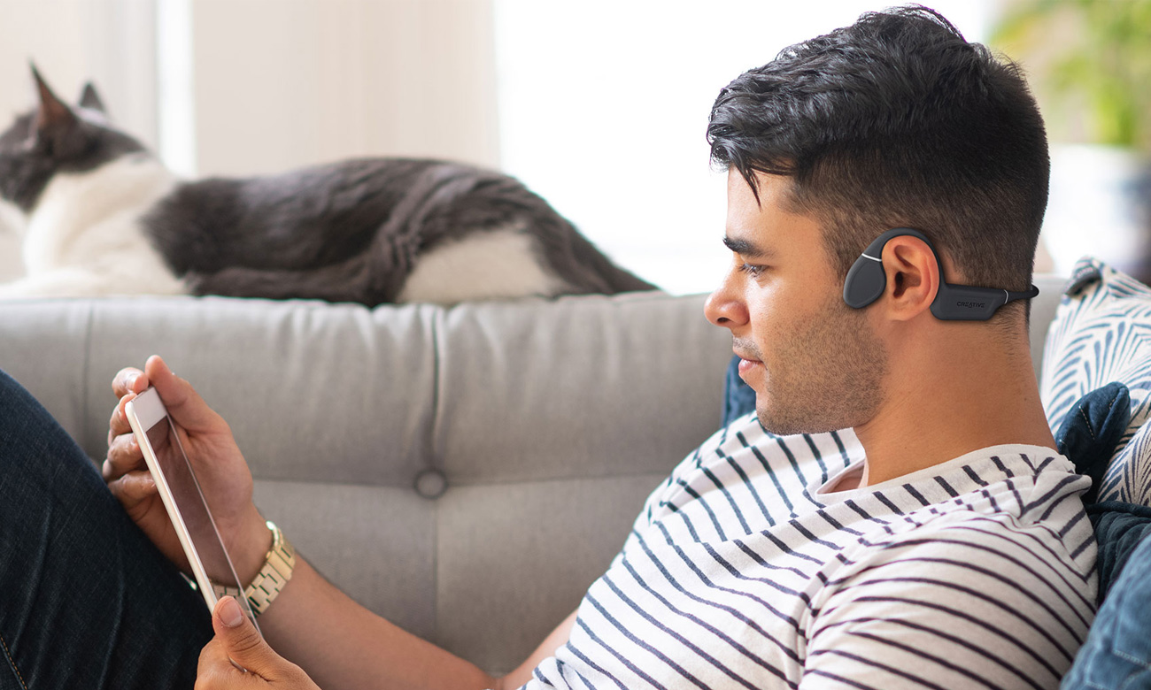 Bezprzewodowe słuchawki z przewodzeniem kostnym Creative Outlier Free - Technologia przewodnictwa kostnego