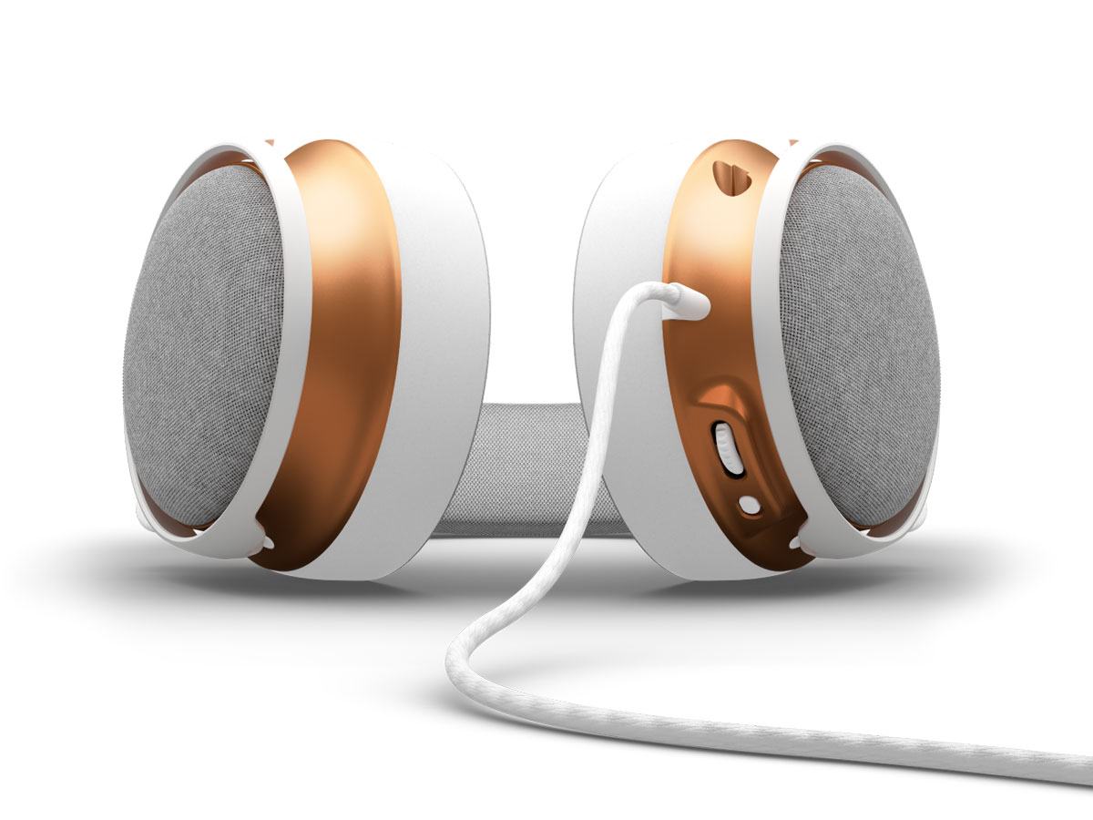 Kabelgebundene Kopfhörer Dark Project SONO Wired Weiß - Ansicht von unten im Winkel