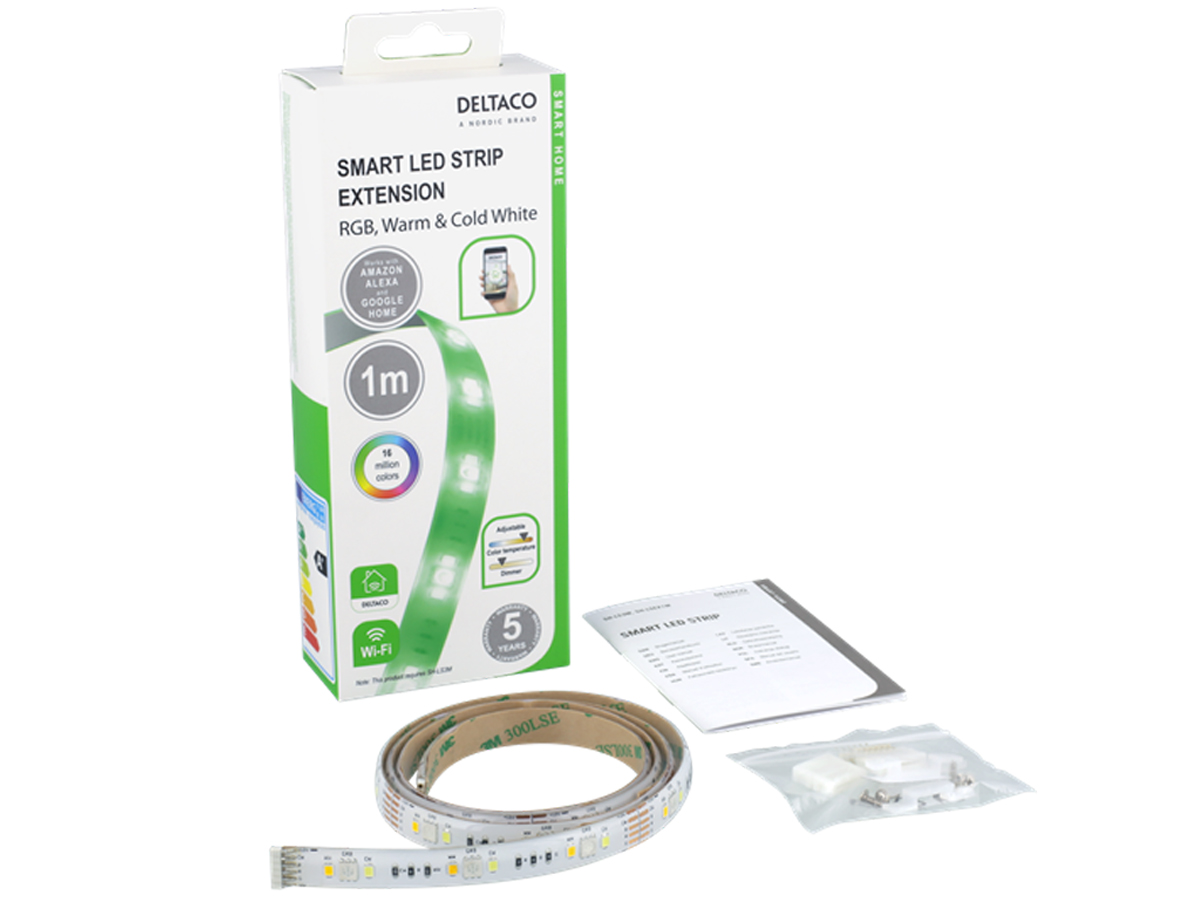 Deltaco SMART H LED-Streifenerweiterung 1 m RGB 2700K–6500K 6-polig passend für SH-LS3M