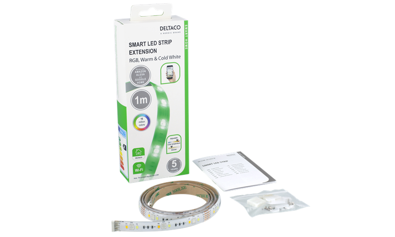 Deltaco SMART H LED-Streifenerweiterung 1 m RGB 2700K–6500K 6-polig passend für SH-LS3M