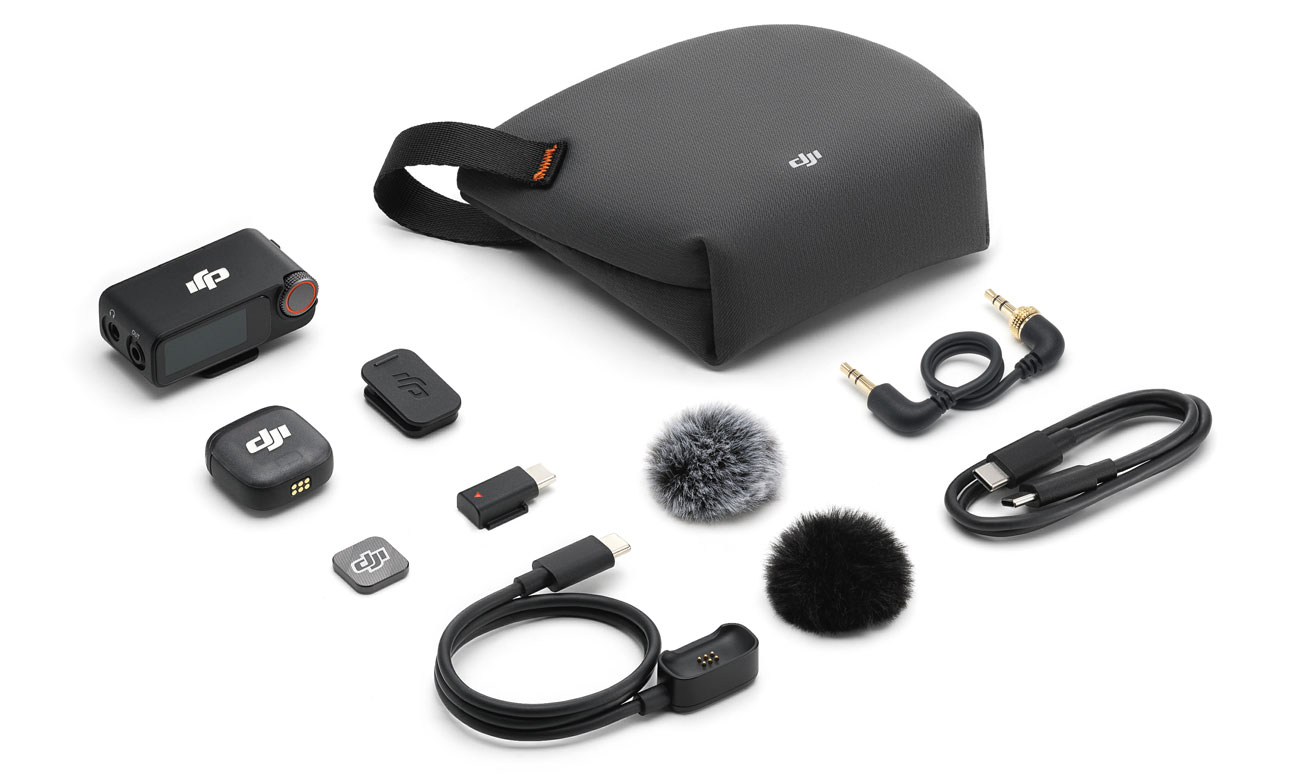 Inhalt des DJI Mic 3 Sets (1 TX + 1 RX)