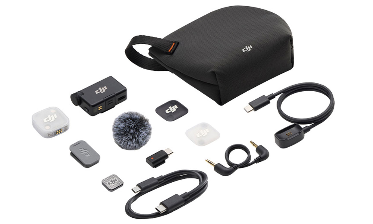 Inhalt des DJI Mic Mini 2 (1 TX + 1 Mobile RX)