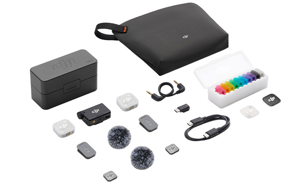 Inhalt des DJI Mic Mini 2 (2 TX + 1 RX)