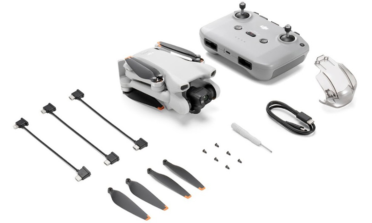 Inhalt des DJI Mini 3 Standardsets mit RC-N1 Fernsteuerung
