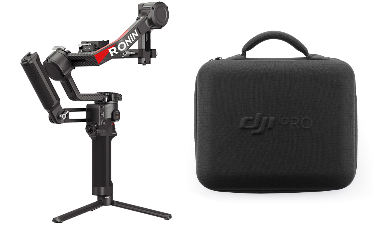 Gimbal DJI RS 4 Pro Combo - Widok ogólny wraz z torbą transportową