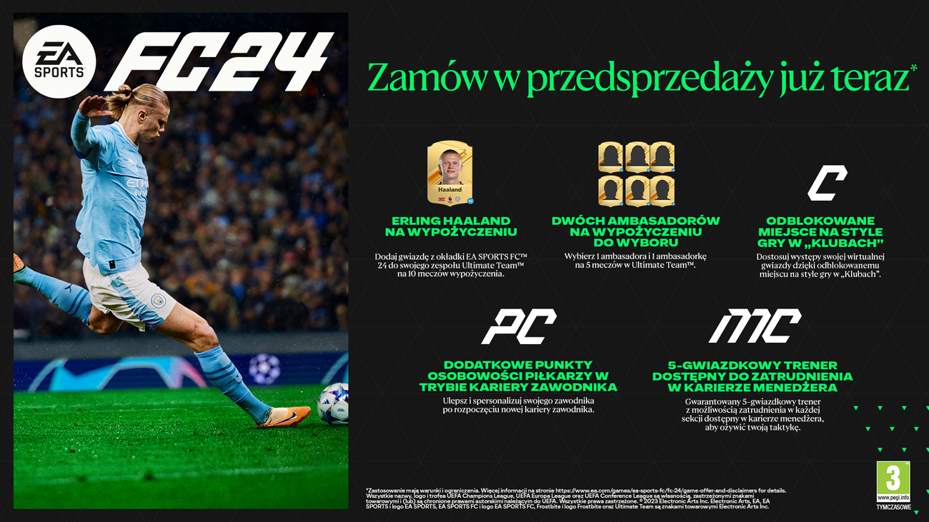 Grafika prezentująca dodatkową zawartość przy zakupie przedpremierowym gry EA SPORTS FC™ 24 Standard Edition