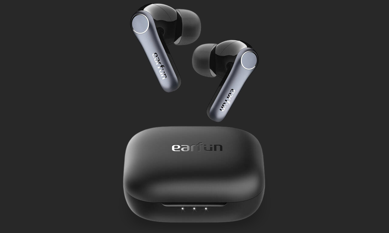 Drahtlose Kopfhörer EarFun Air Pro 4 ANC Schwarz - Gesamtansicht, Grafik mit Hintergrund