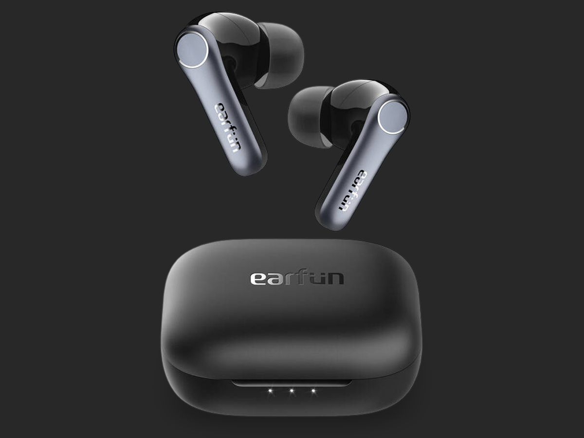 Drahtlose Kopfhörer EarFun Air Pro 4 ANC Schwarz - Gesamtansicht, Grafik mit Hintergrund