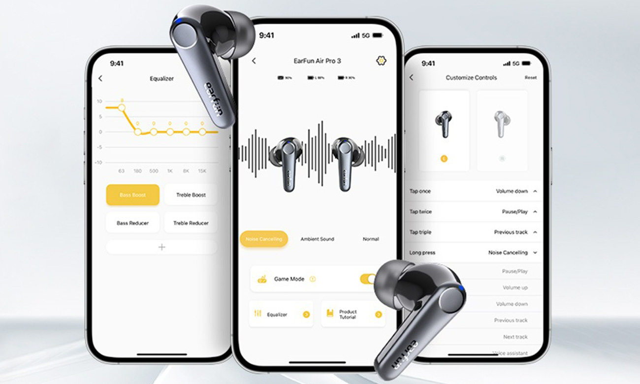 EarFun Air Pro 3 Schwarze kabellose Ohrhörer - EarFun Audio App