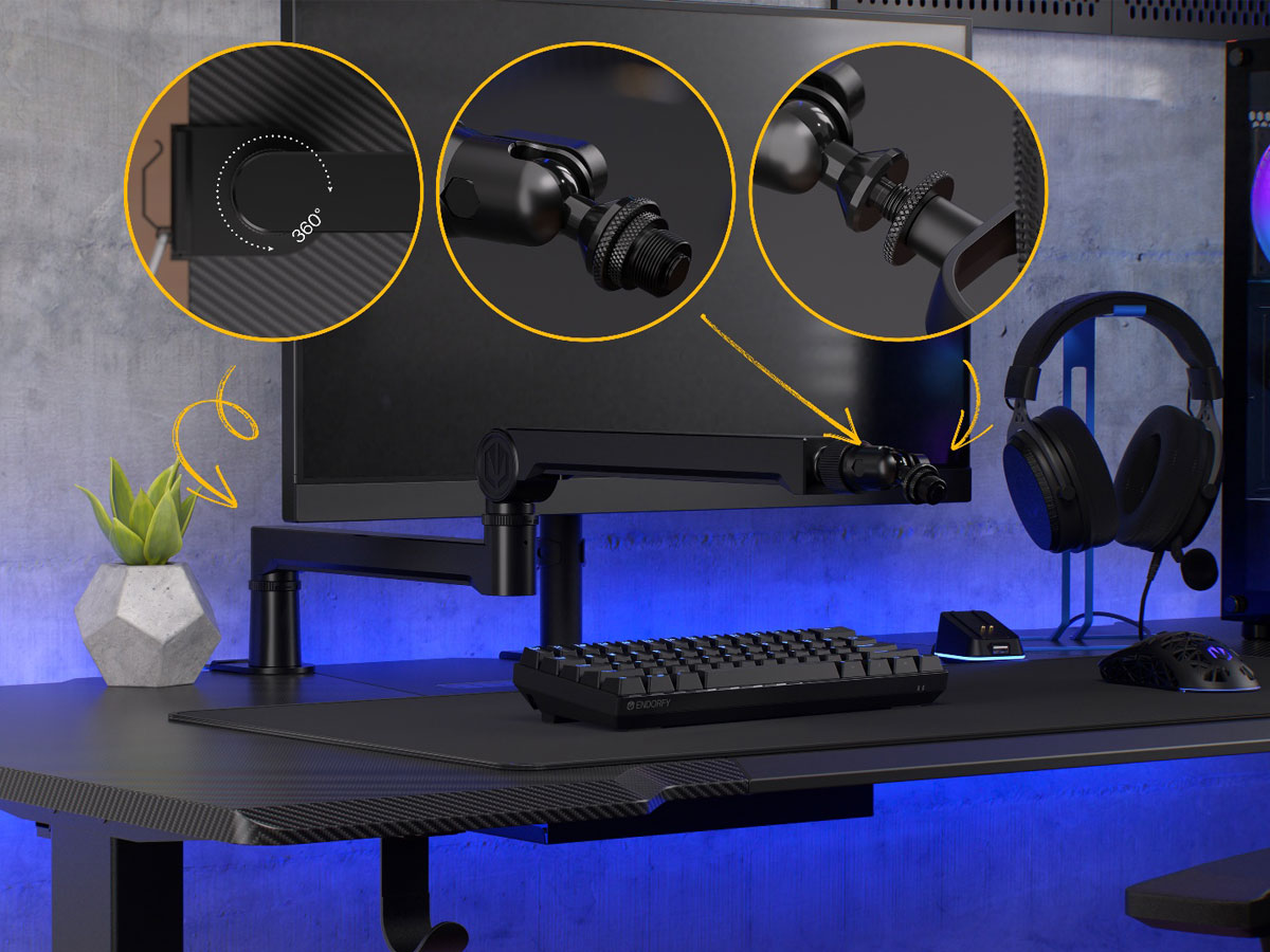 Statyw do mikrofonu ENDORFY Broadcast Low Profile RGB Boom Arm - Szybki montaż i wszechstronność