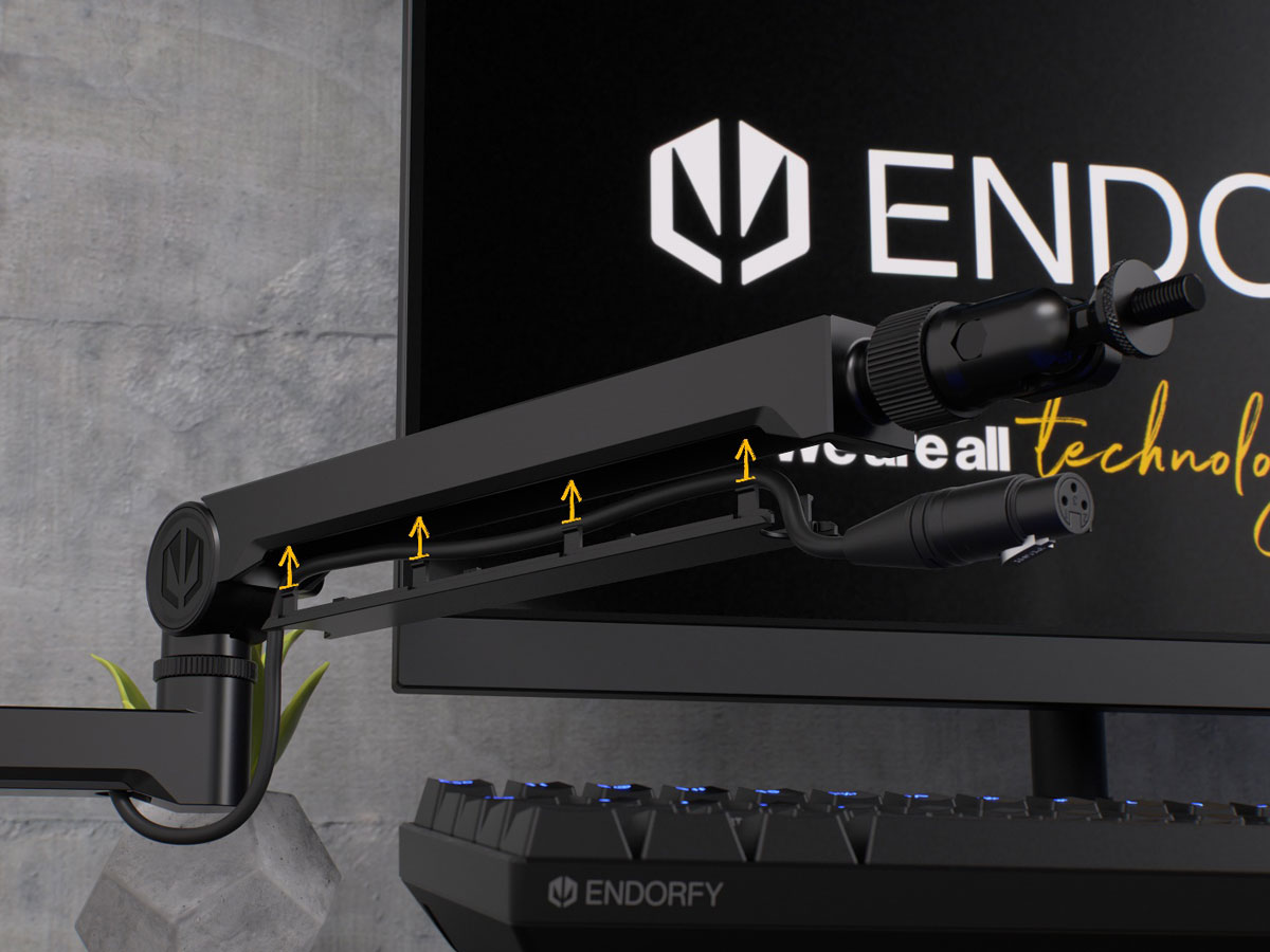 Statyw do mikrofonu ENDORFY Broadcast Low Profile RGB Boom Arm - Ukryte przewody i porządek na biurku