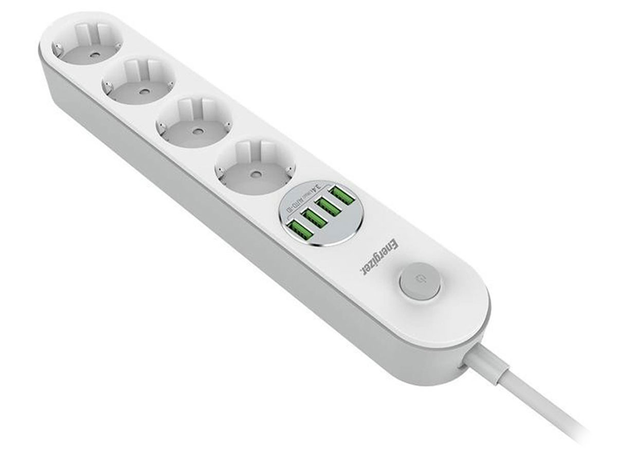 Energizer Steckdosenleiste mit Schalter 3 Steckdosen, 6 USB-A Anschlüsse