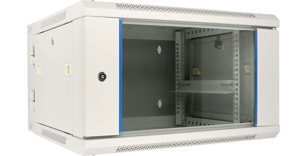 RACK-Schrank Wandmontage 19'' 6U 600x600mm zweigeteilt (grau) EX.12936