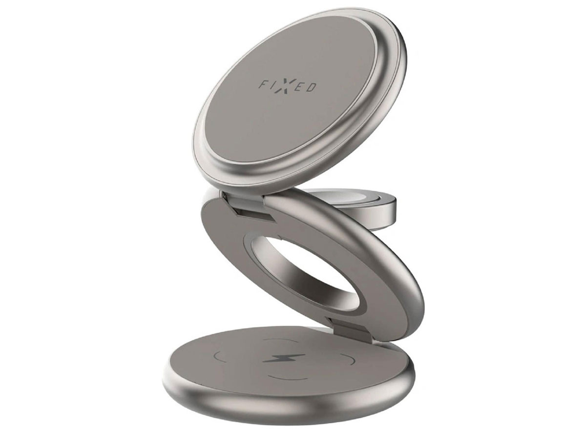 FIXED Induktive Ladestation 3 in 1 MagPowerstation Round titanium