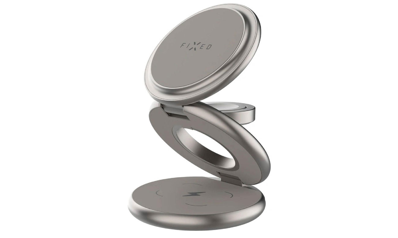 FIXED Induktive Ladestation 3 in 1 MagPowerstation Round titanium