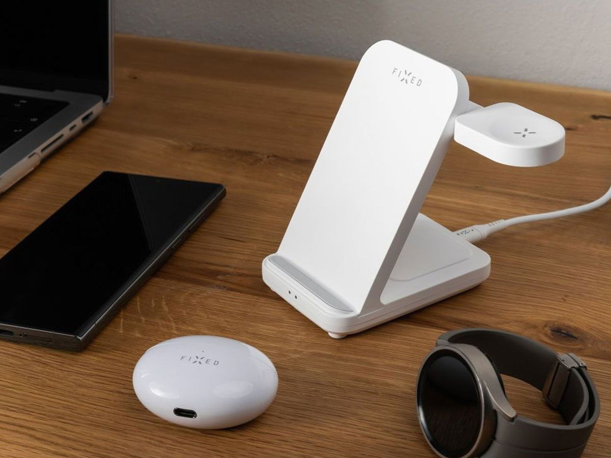 FIXED Induktive Ladestation 3-in-1 Powerstation für Samsung weiß