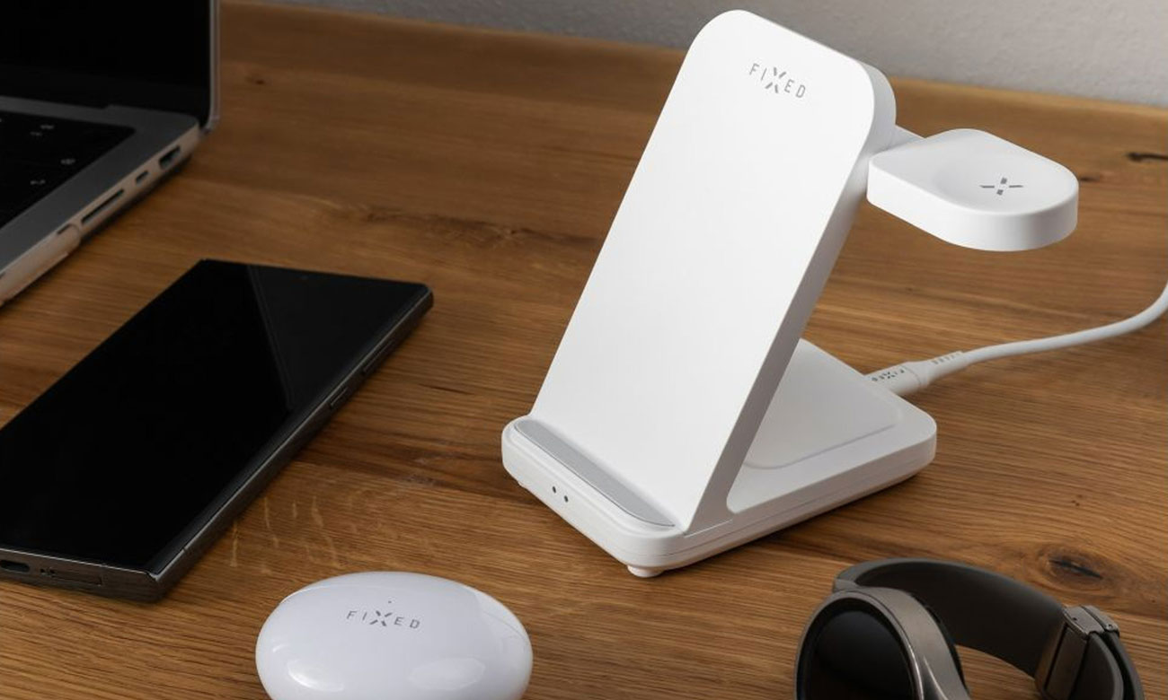 FIXED Induktive Ladestation 3-in-1 Powerstation für Samsung weiß