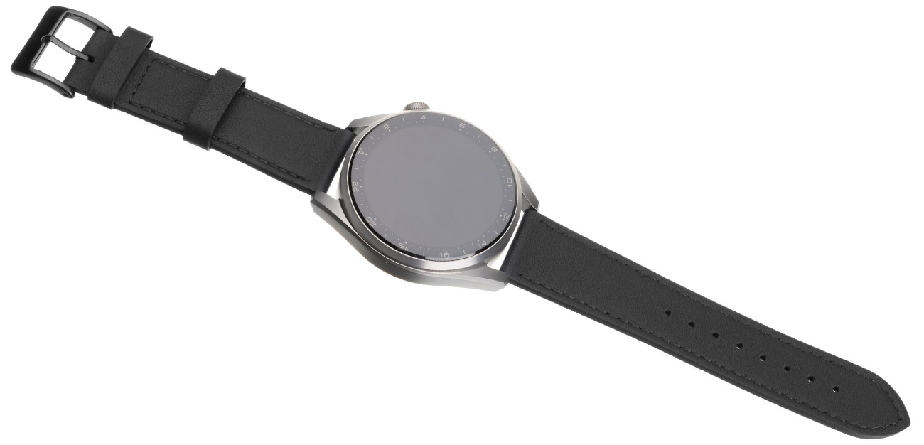 FIXED Lederarmband für Smartwatch (22 mm) Schwarz im Einsatz