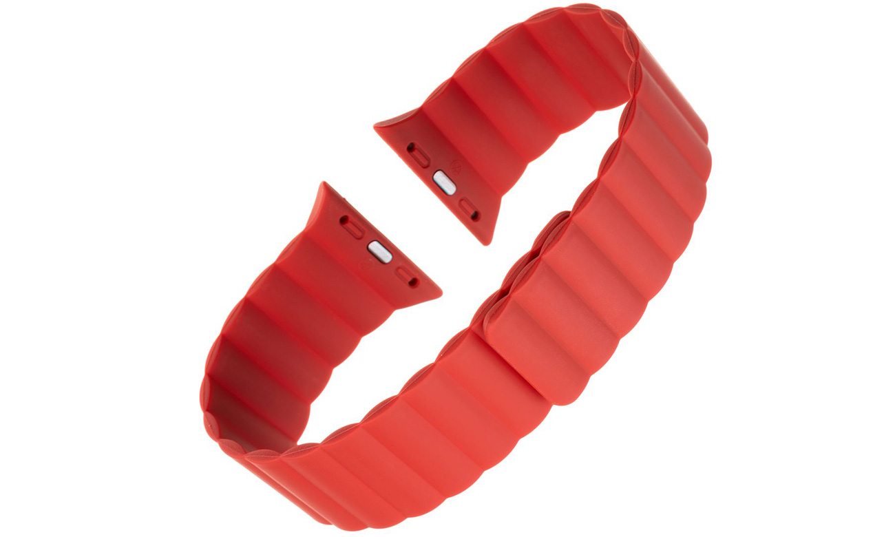 Silikonarmband FIXED Magnetic Strap für Apple Watch Rot - Gesamtansicht
