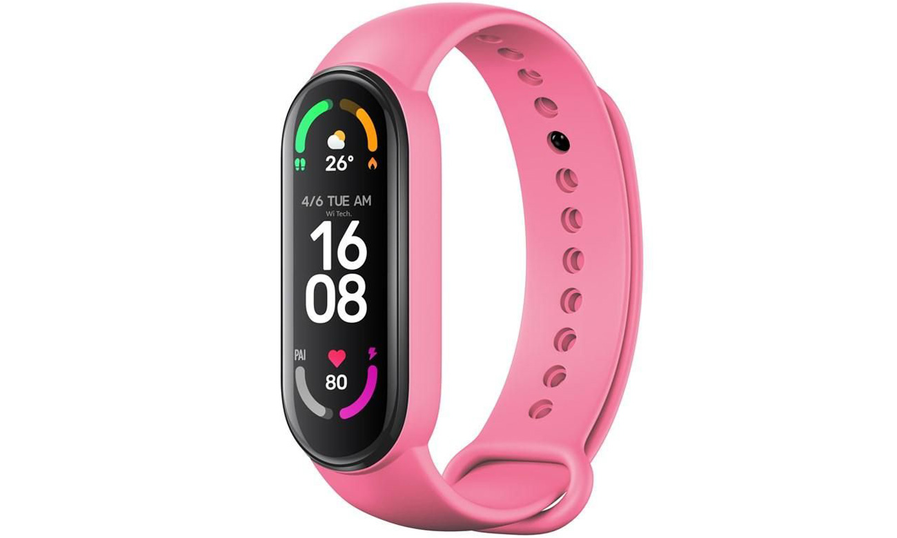 FIXED Silikonarmband für Xiaomi Mi Band 5/6/6SE/7 Pink in Gebrauch