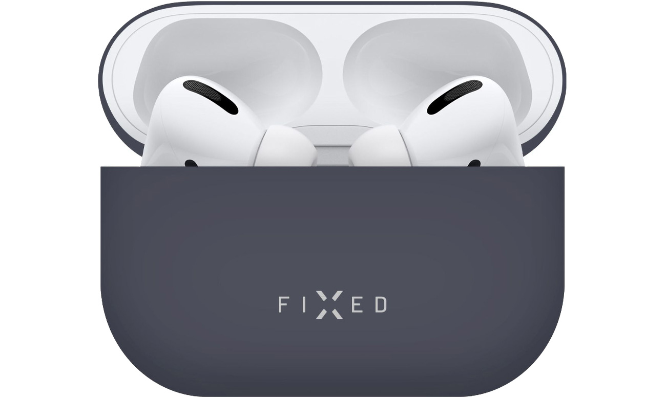 Schutzhülle FIXED Silky für Apple Airpods Pro Blau - Vorderansicht, geöffnet