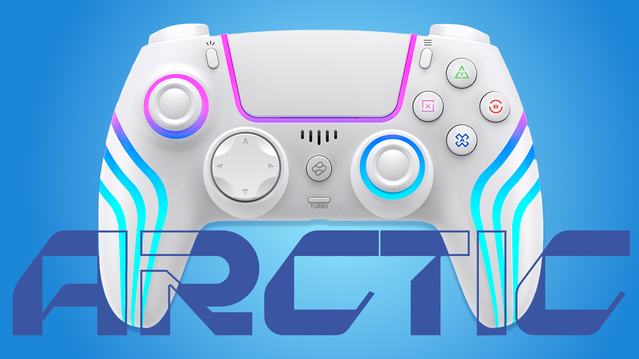 Controller FR-TEC FT0043 Arctic Weiß - Vorderansicht, Grafik mit Hintergrund