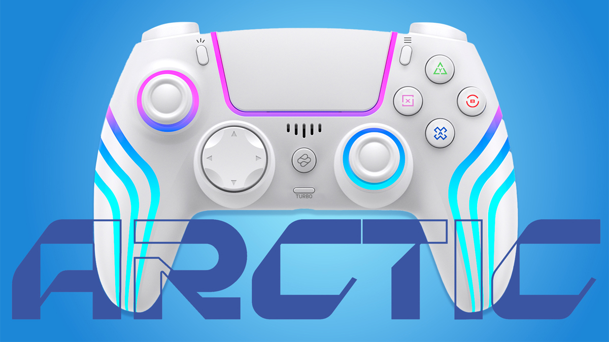 Controller FR-TEC FT0043 Arctic Weiß - Vorderansicht, Grafik mit Hintergrund