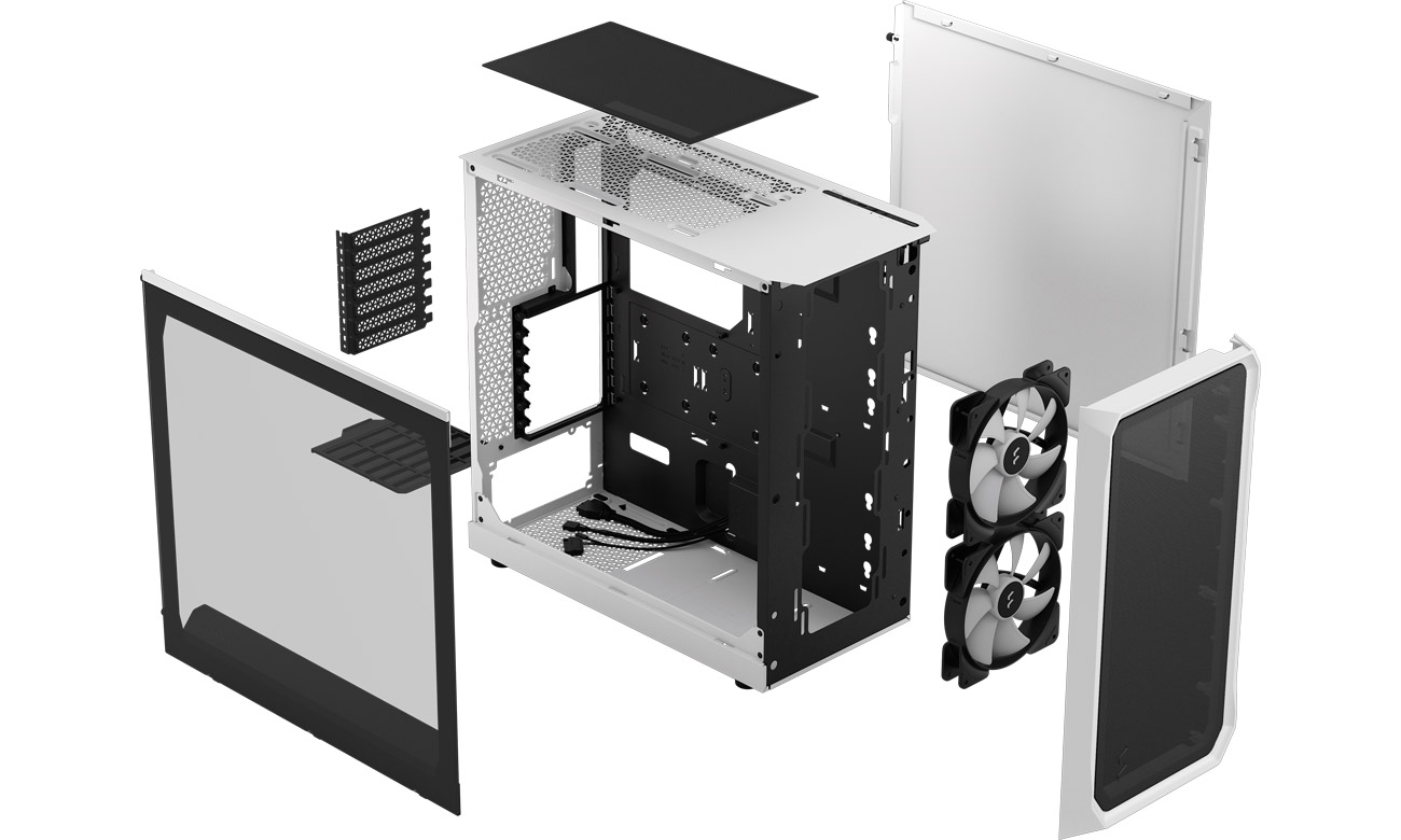 Computergehäuse Fractal Design Focus 2 RGB Weiß TG Klar getönt Konstruktion