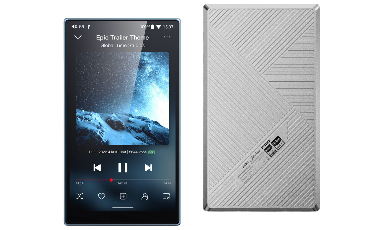 Tragbarer FiiO JM21 Sky Blue - Vorder- und Rückansicht