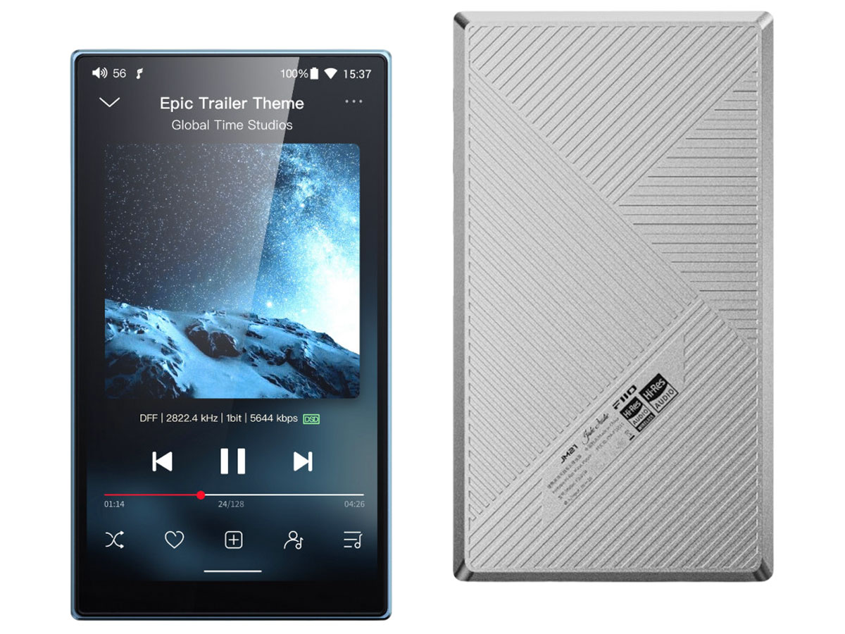 Tragbarer FiiO JM21 Sky Blue - Vorder- und Rückansicht