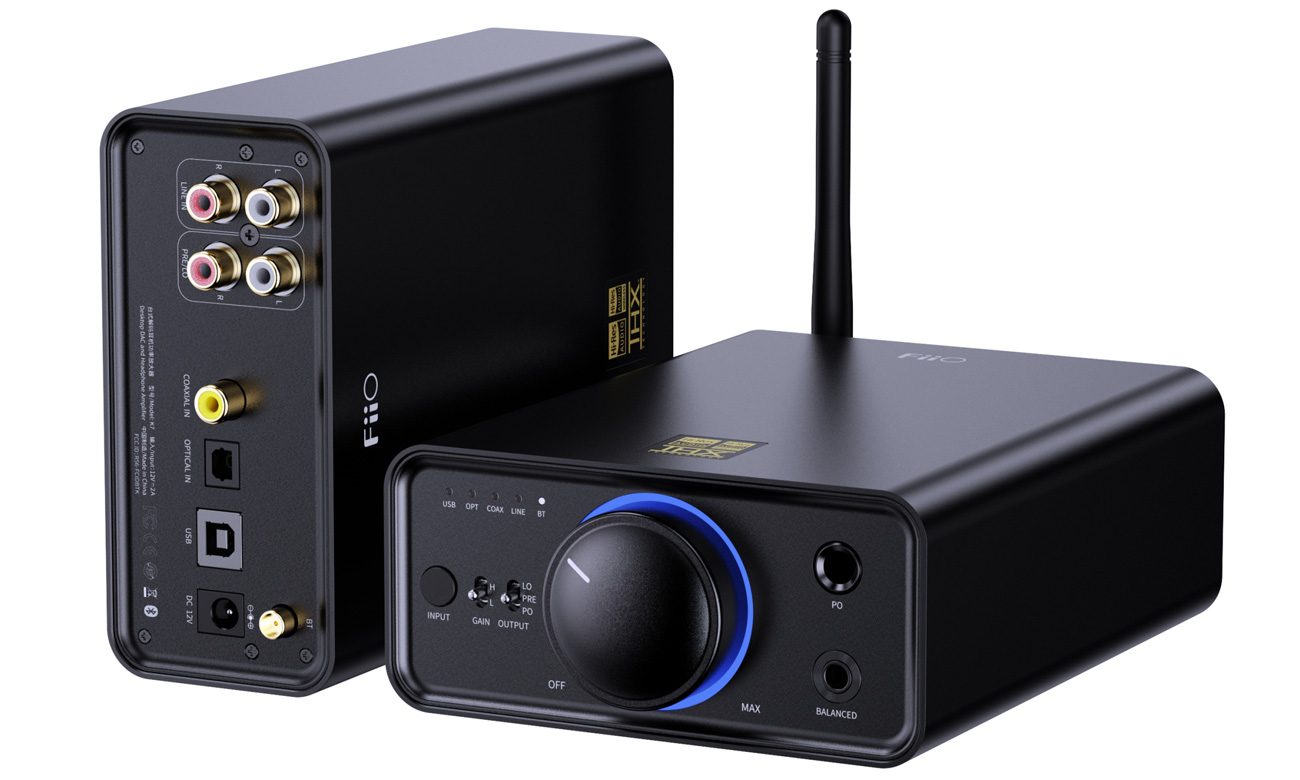 Stationärer Verstärker mit DAC-Funktion FiiO K7 BT - Frontansicht im Winkel