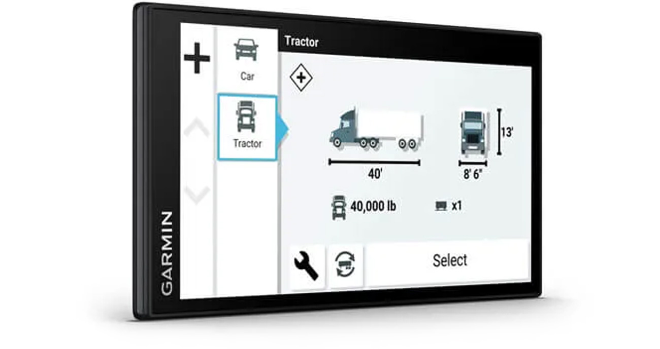 Garmin Dezl LGV610 MT-D LKW-Navigationssystem - Frontansicht seitlich